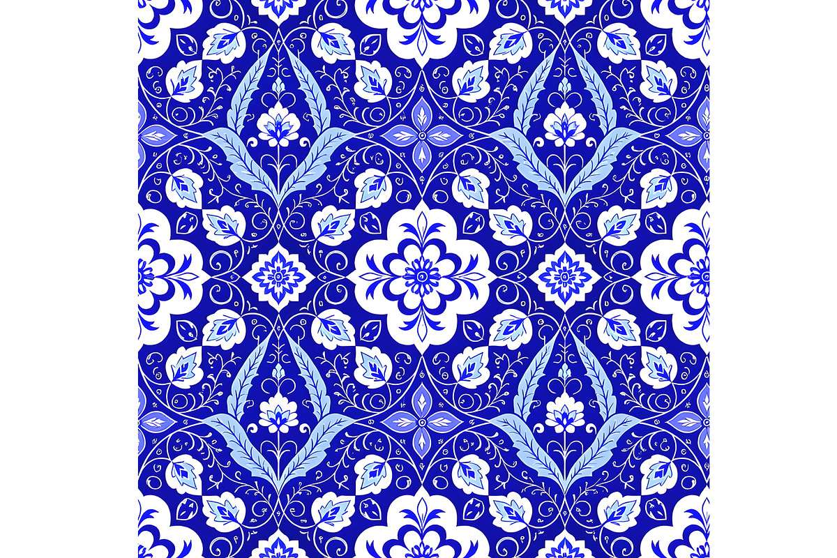 Blue and White Tile Seamless Repeat, a Pattern Graphic by Sharon Schwalbe (Photo 1 of 2)