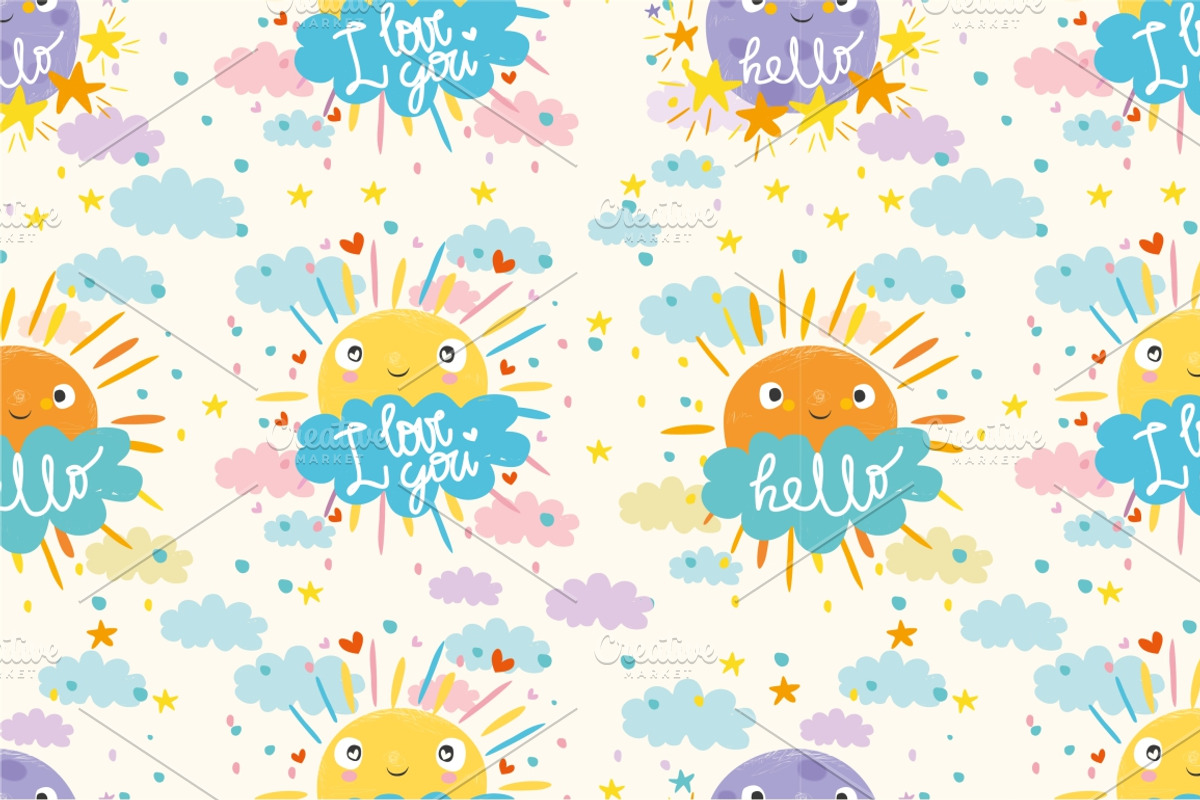 Cute sun and cloud, an Education Illustration by Lesya Skripak (Photo 3 of 6)