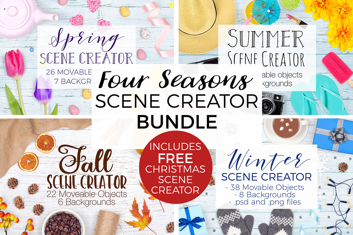 Seasons Scene Creator Bundle, a Product Mockup by Pixomize (Photo 1 of 6)