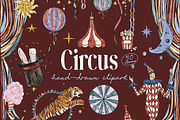 Vintage Watercolor Circus Clipart, an Object Illustration by Teresa Art Store (Thumbnail 1 of 9)