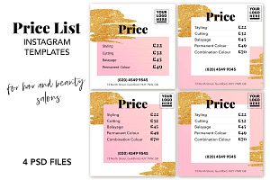 PRICE LIST Instagram Template Set