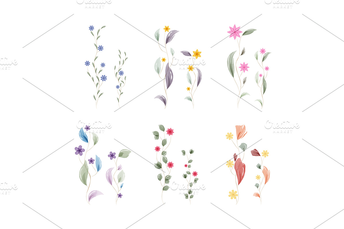 Gentle watercolor leaves and, an Object Illustration by okskukuruza
