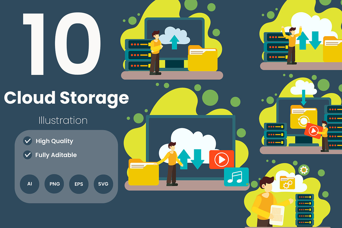 Cloud Storage Illustration Pack, an Illustration by baii09 (Photo 1 of 4)
