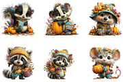 Cozy Woodland Animals with Pumpkins, a Seasonal Illustration by CreationArt (Thumbnail 2 of 5)