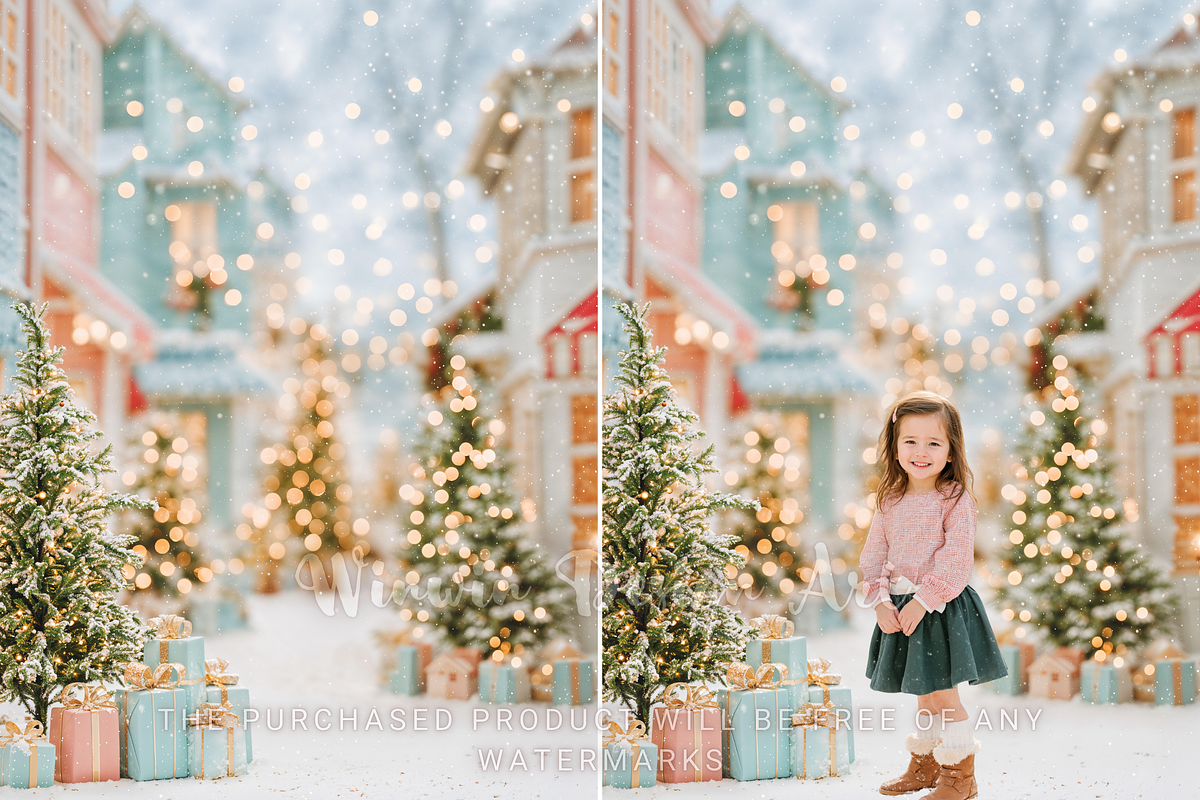 Pastel Snow Village Xmas Backdrop, a Background Photo by Winwin Design Art (Photo 3 of 8)