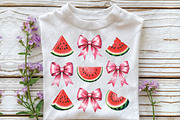 Coquette Watermelon Bows Summer PNG, an Illustration by CraftArtStudio (Thumbnail 2 of 4)