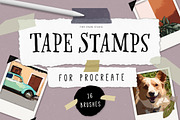 Tape Stamp Brushes for Procreate, a Brush Add-On by Fire Spark Studio (Thumbnail 1 of 6)