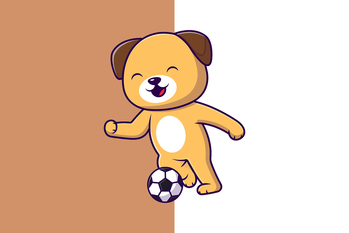Cute Dog Playing Soccer Ball Cartoon, an Animal Illustration by Artstorystudio (Photo 3 of 3)