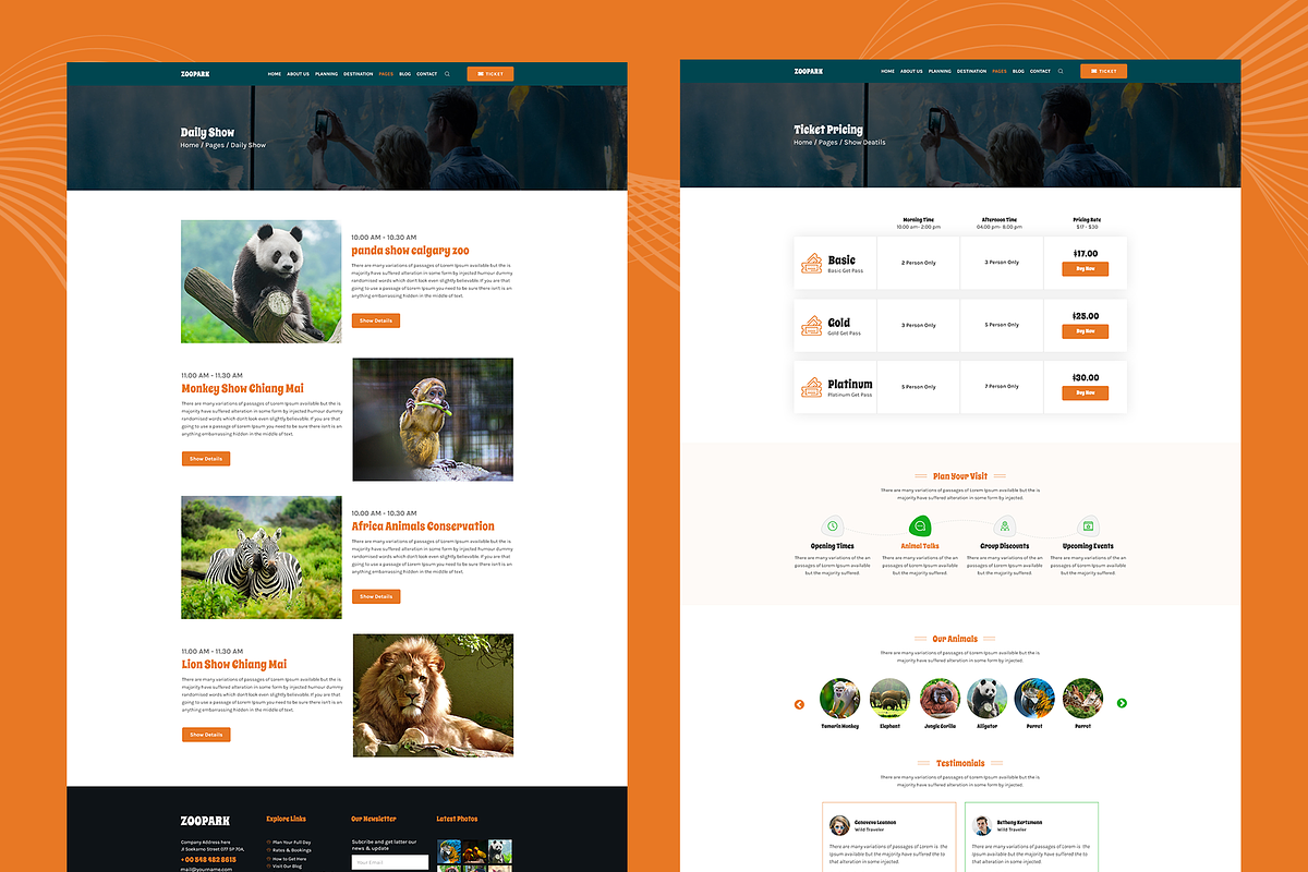 ZooPark -Zoo & Safari Park Website, a HTML Template by THESOFTKING (Photo 3 of 3)