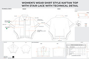 Women's shirt kaftan top technical, a Work Illustration by Fashion template hub (Thumbnail 1 of 6)