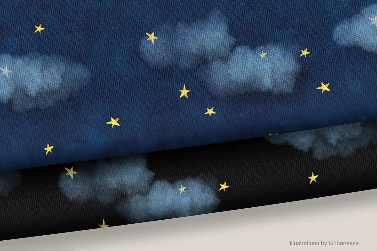Starry Night Sky Seamless Patterns, a Pattern Graphic by Gribanessa (Photo 3 of 3)