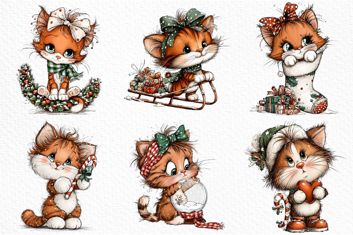Christmas  Cats Clipart, an Illustration by Craft Nest (Photo 5 of 6)