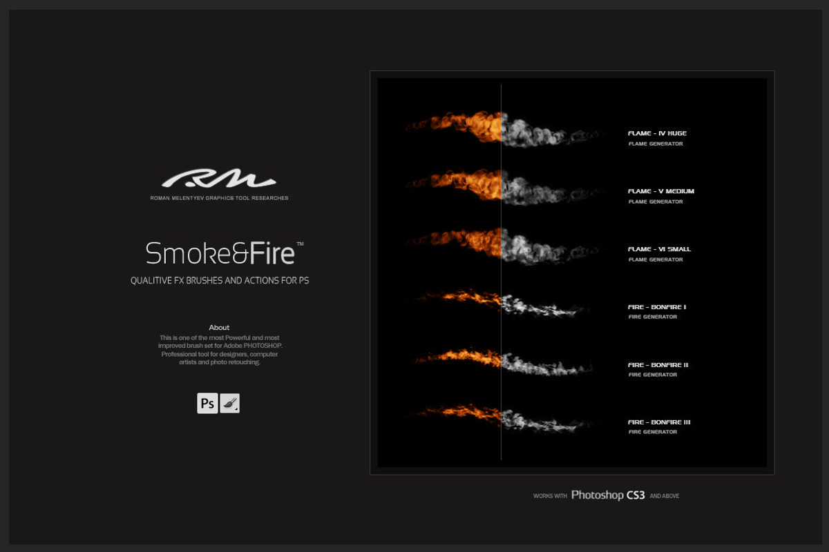 RM Smoke & Fire (PS brushes), a Brush Add-On by R M (Photo 5 of 5)