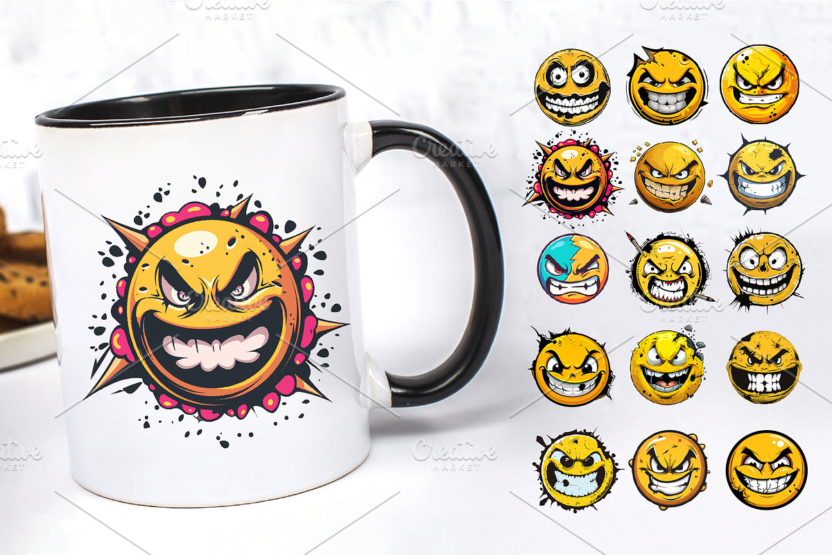 Evil Smileys Face. TShirt Sticker., a Decorative Illustration by KENO Mascots (Photo 3 of 6)