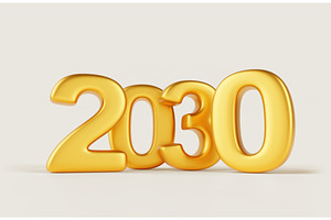 2030 Happy New Year Golden Number