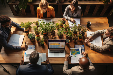 Top view of business people sitting at table and working togethe, a Person Photo by AS photostudio
