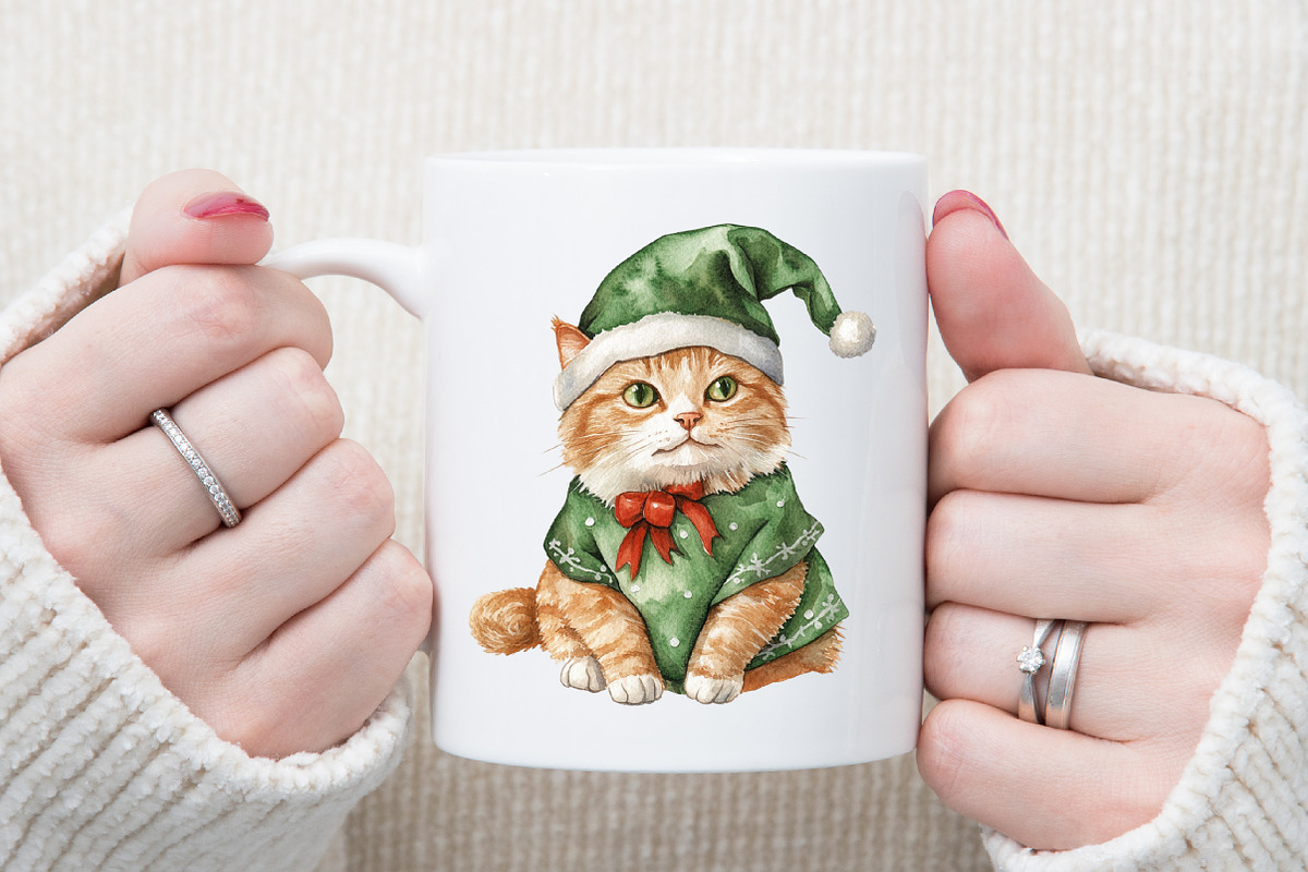 Christmas Cats Holiday Cats Set, an Illustration by Sublimation Artist (Photo 5 of 6)