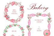 Pastries watercolor set. Baking., a Food Illustration by SabinaWatercolorArt (Thumbnail 9 of 13)
