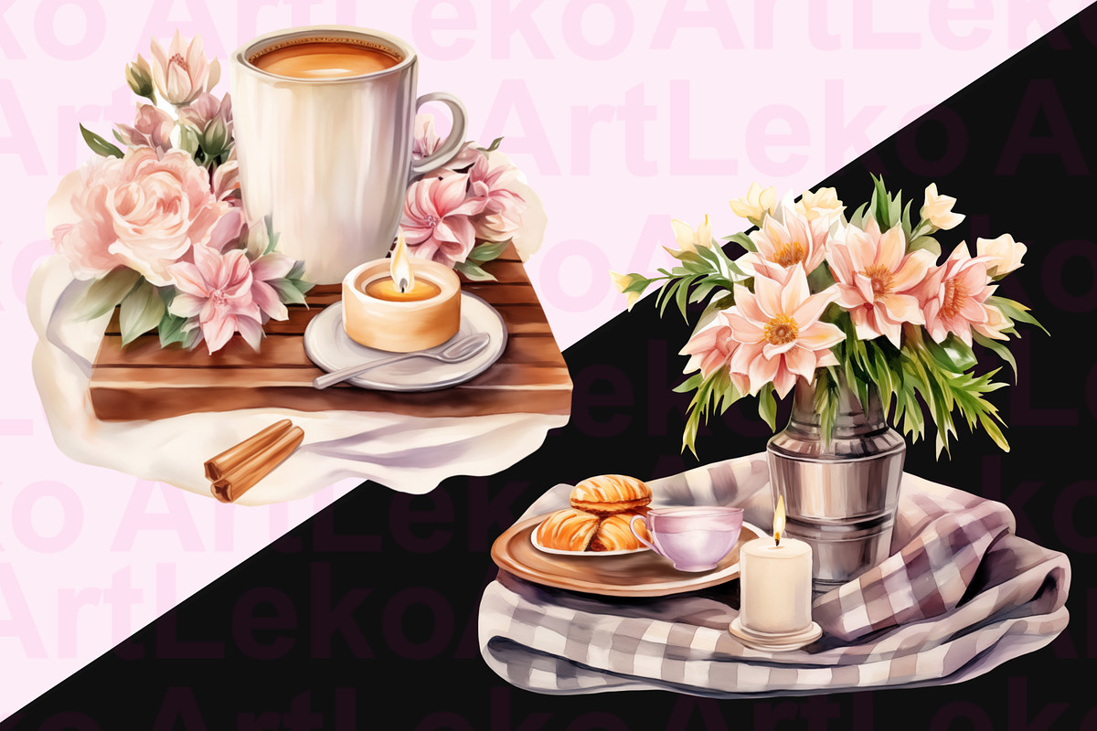 Breakfast in Bed Clipart, a Food Illustration by LekoArt (Photo 8 of 10)