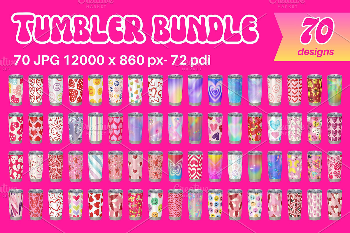 Valentine Tumbler Design Bundle, a Print Template by Art's and patterns (Photo 1 of 2)