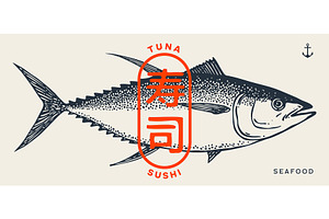 Tuna Fish, seafood, sketch