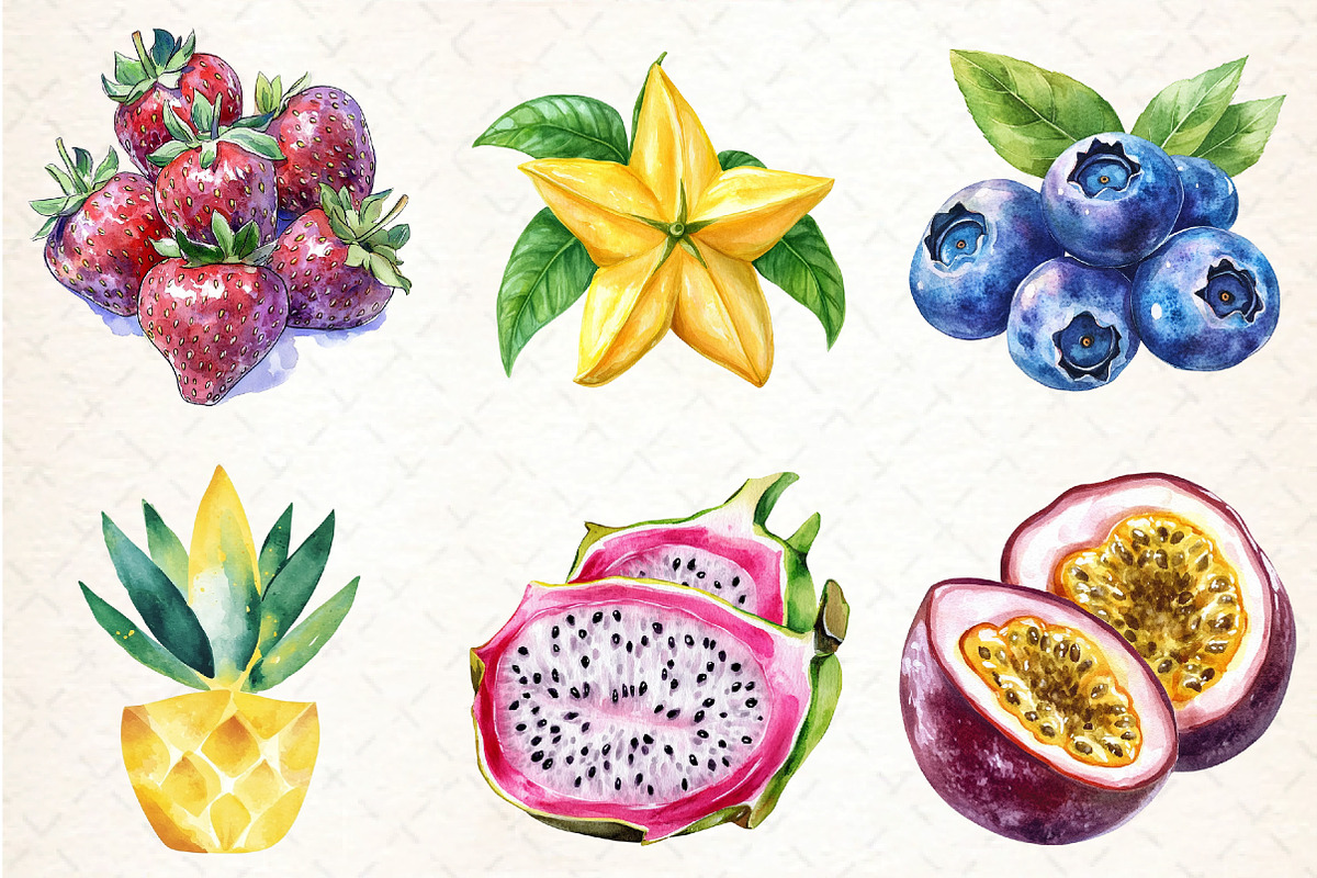 Summer Fruits Clipart, an Illustration by DreamCafeArt (Photo 4 of 9)