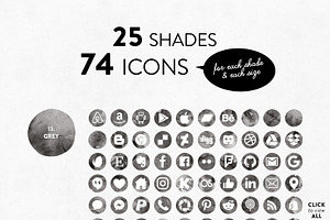 Watercolor Social Media Icons