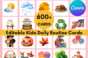 Editable Kids Daily Routine Cards, a Card Template by LA Design (Thumbnail 1 of 10)