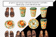 Green & Orange Watercolor Huaraches, a Graphic by AllTheKewtClipart (Thumbnail 4 of 5)