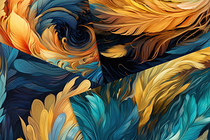 Vibrant Swirls In Gold And Cyan