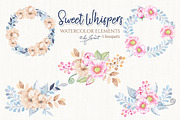Sweet Whispers - watercolor elements, an Illustration by helloPAPER (Thumbnail 2 of 3)