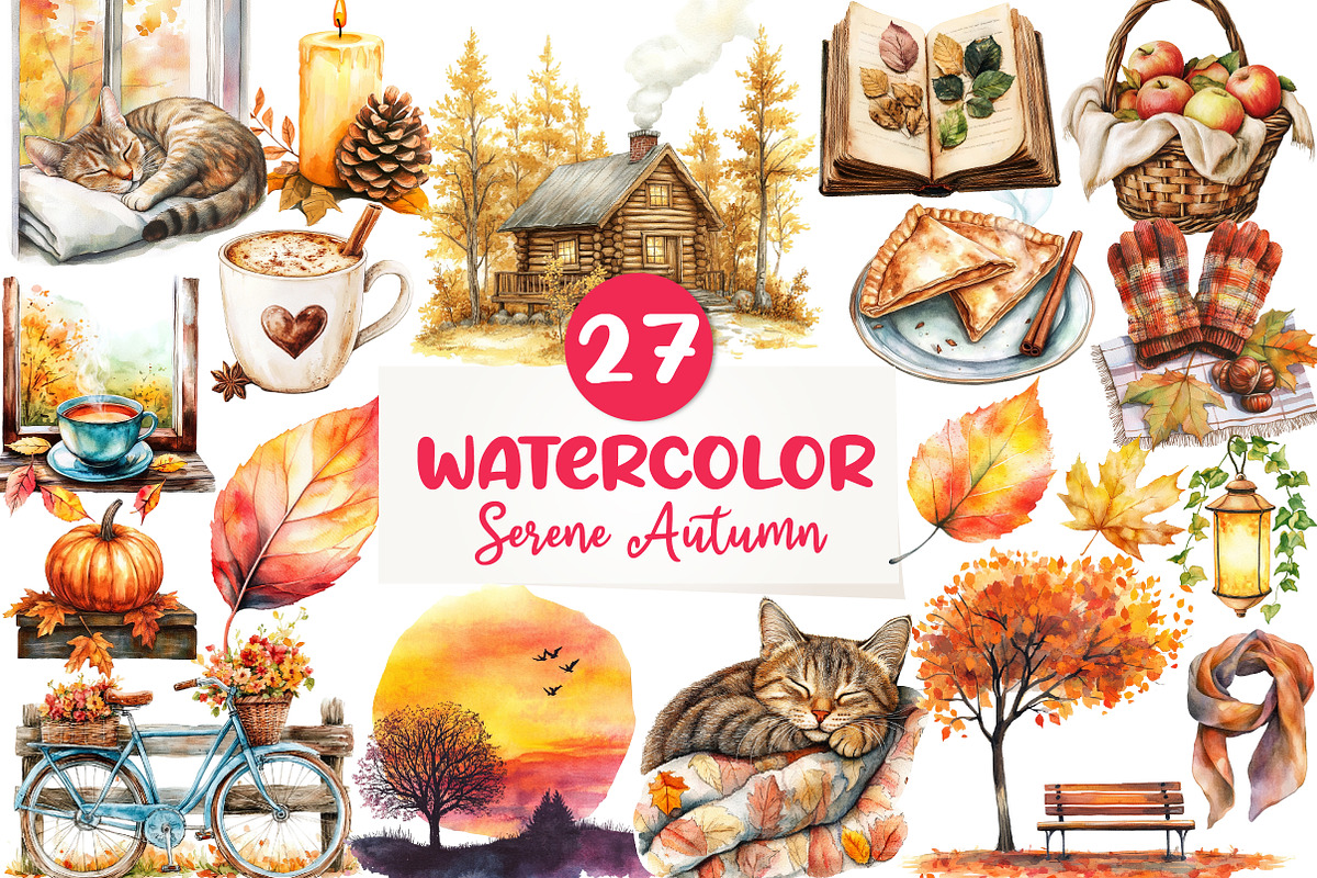 Serene Autumn Day Clipart, an Illustration by CreationArt (Photo 1 of 5)