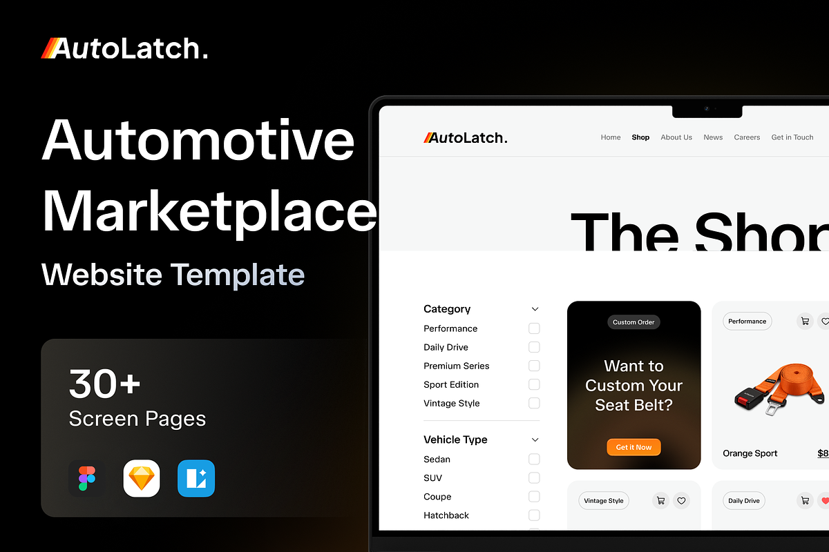 AutoLatch - Automotive Marketplace, a Landing Page Template by Agensip Design Agency (Photo 1 of 10)