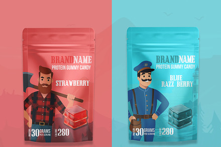 Protein Gummy pouch label Template, a Templates & Theme by FOXSTUDIO001