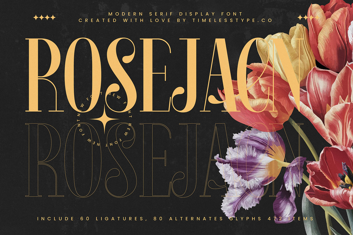Rosejacn Modern Display Serif, a Serif Font by timelesstype.co (Photo 1 of 20)