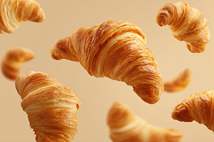 Golden, flaky croissants floats, a Food & Drink Photo by MistyDay