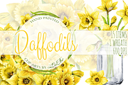 Daffodils Watercolor Clip Art, a Decorative Illustration by DioFlow (Thumbnail 1 of 4)