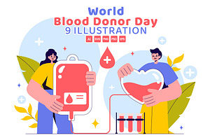 9 World Blood Donor Day Illustration, a Healthcare Illustration by denayunebgt