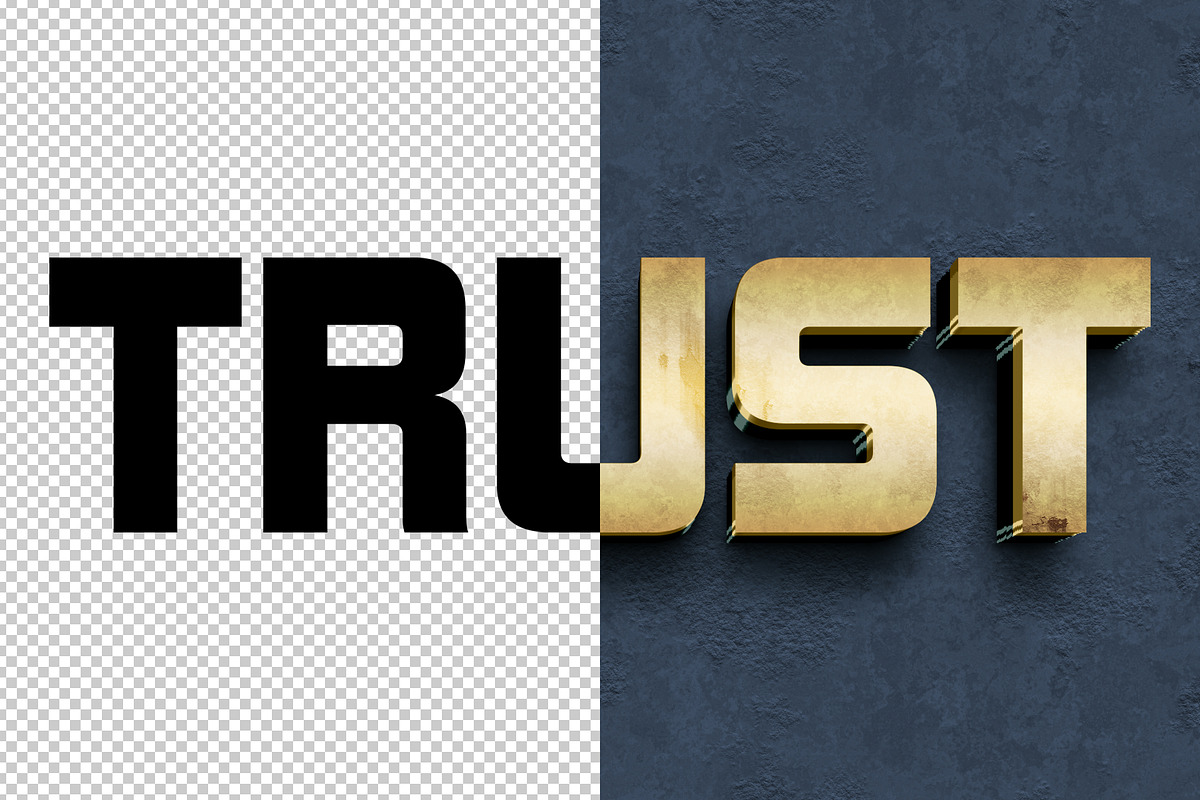 Trust 3D editable text effect, a Layer Style Add-On by Hello Muh (Photo 2 of 2)