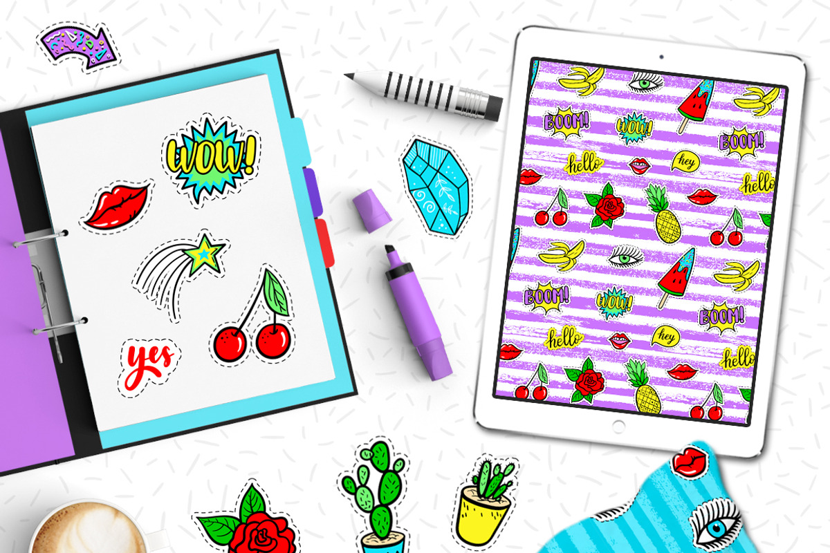 100+ Funny patches + 36 patterns, a Pattern Graphic by Midstream (Photo 8 of 10)