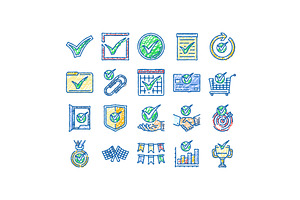 check mark tick ok icons hand drawn, an Object Illustration by pikepicture