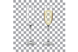 full and empty glass of champagne, an Illustration by piter.goskov