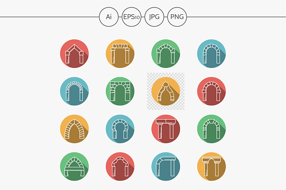 Arch and archway round vector icons preview 2