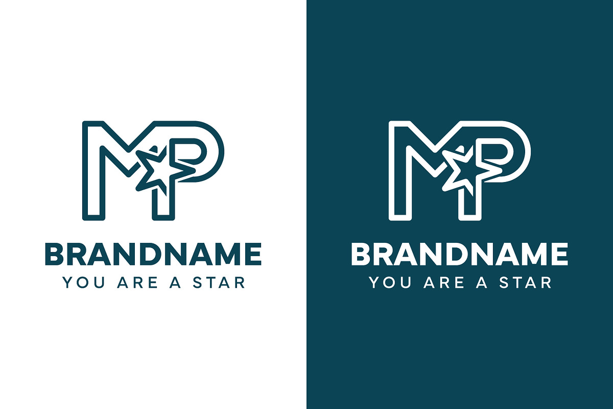 Letters MP Star Monogram Logo