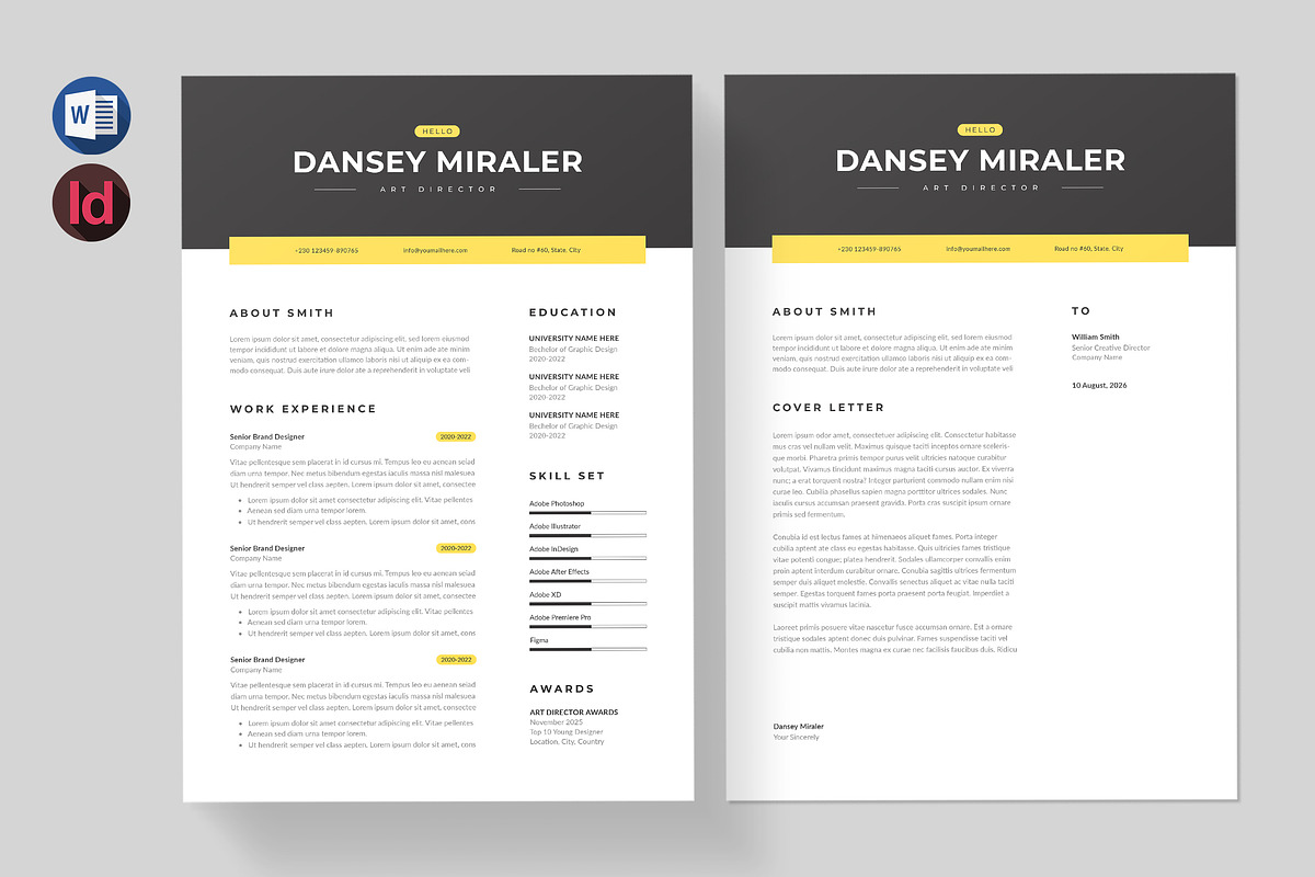 Minimal Resume Template | Word, a Stationery Template by HiveArts (Photo 1 of 4)