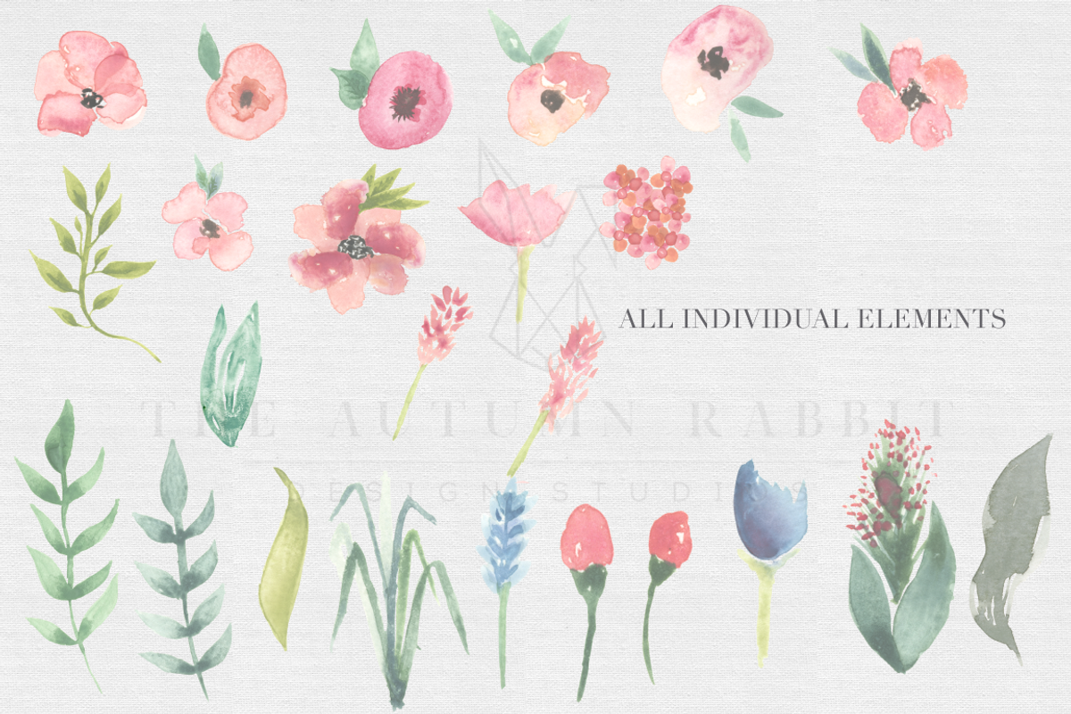 English Garden Watercolor clipart, an Illustration by The Autumn Rabbit Ltd (Photo 2 of 2)