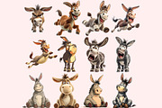 Funny Donkey Clipart PNG Bundle, a Graphic by M9 Design (Thumbnail 4 of 8)
