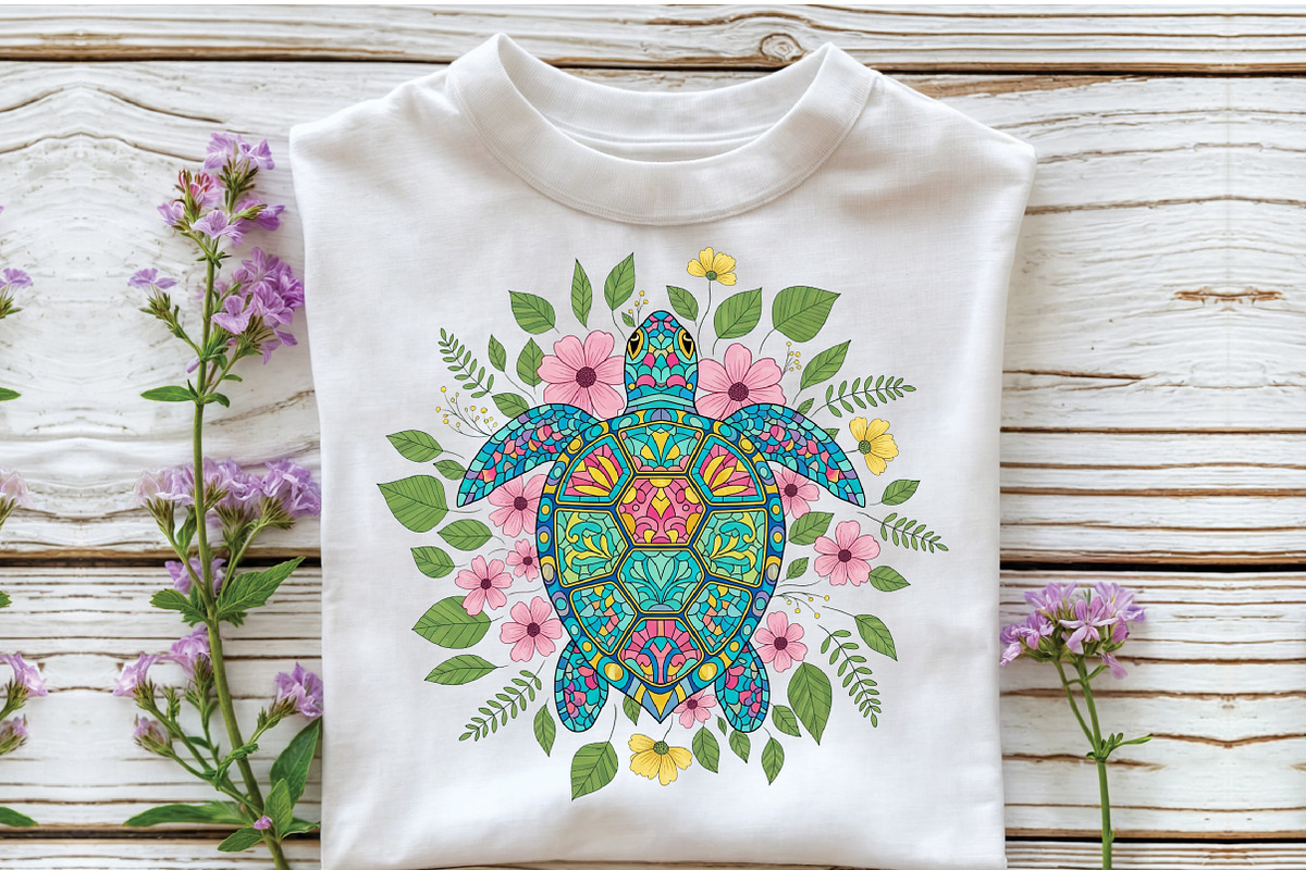 Summer Sea Turtle Floral Boho Flower, an Illustration by Craft Nest (Photo 5 of 7)