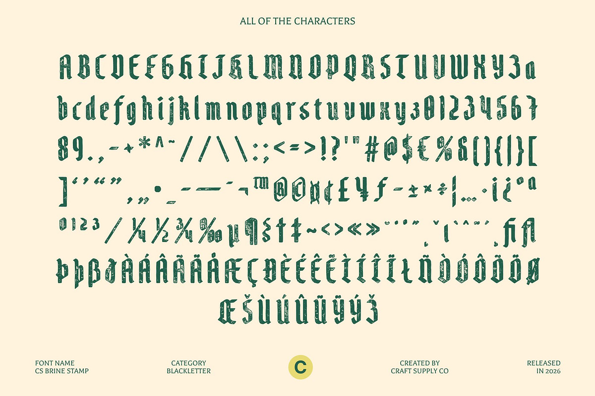 CS Brine Stamp, a Blackletter Font by Craft Supply Co. (Photo 8 of 8)