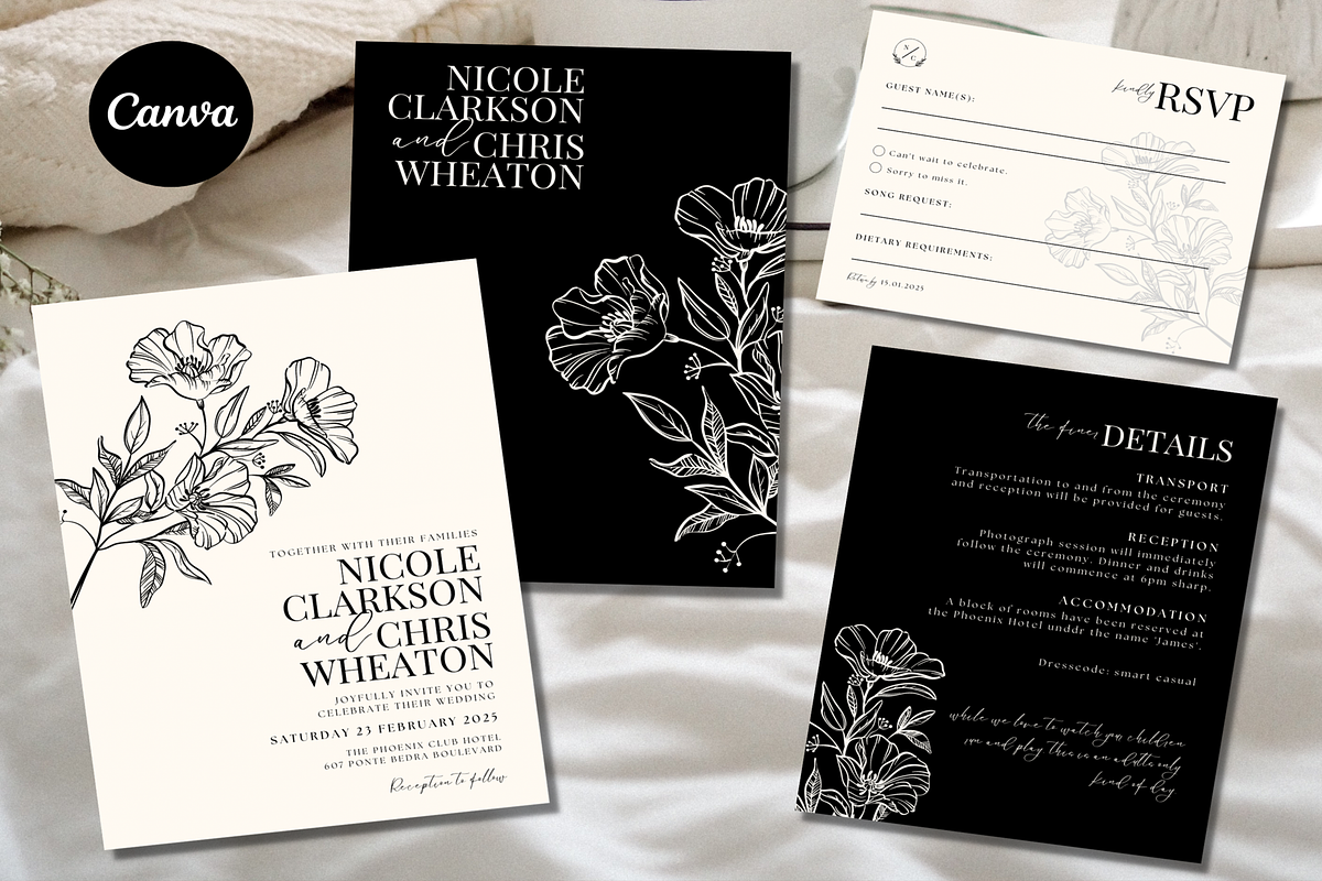Black Wedding Invitation Template, an Invitation Template by LushBury (Photo 1 of 5)